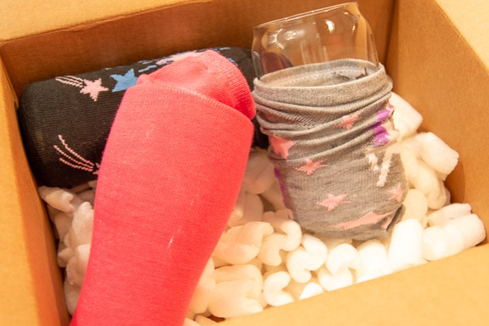 use socks as packing material