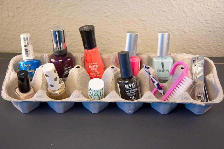 an image of a nail polish holder made from an egg carton