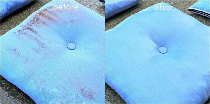 Dirty patio cushions before and after