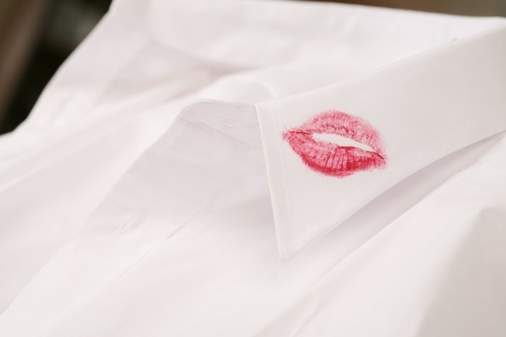 Valentine's Day kiss on a white shirt
