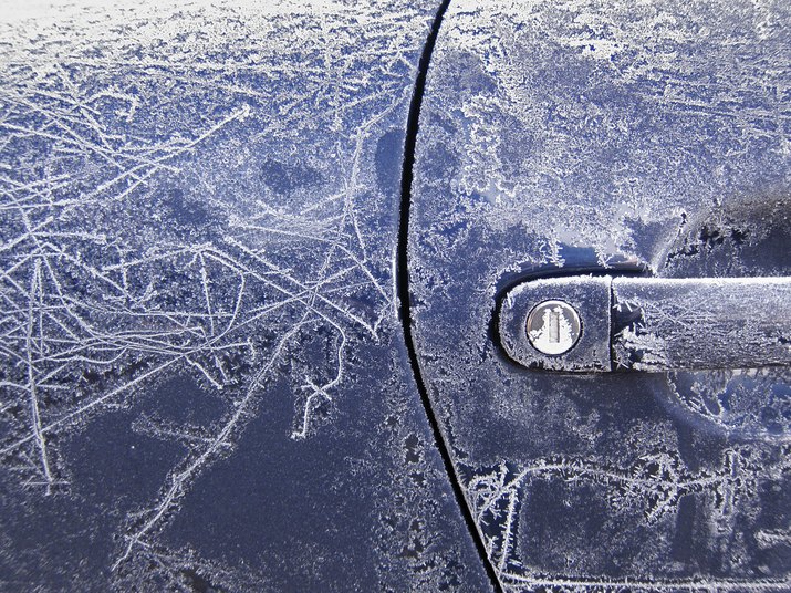 Winter hoarfrost on my car