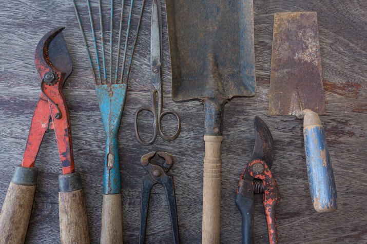 Set of tools - old tools closeup