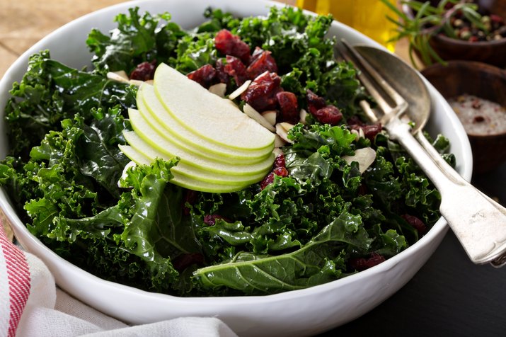 Kale salad with dried cranberry and apple