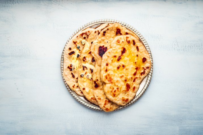 Indian Food: Naan Bread Dish with Butter