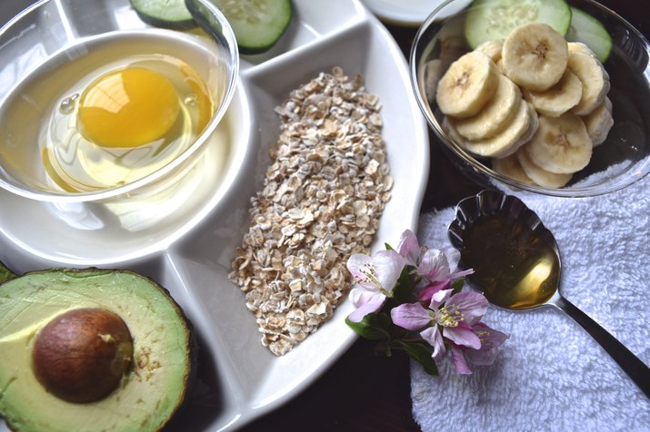 High angle view of healthy food