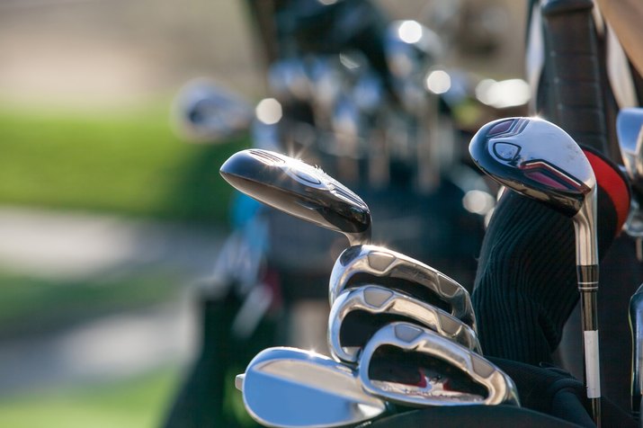 Close-Up Of Golf Clubs In Bag