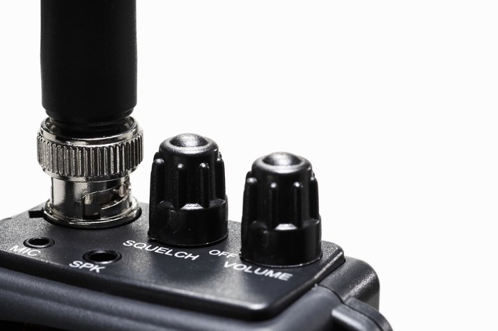 Two-way radio, close-up of knobs