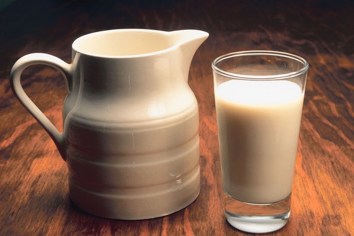 Pitcher and glass of milk