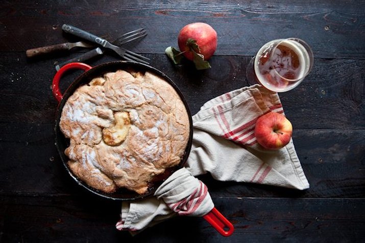 Hard Apple Cider Skillet Cake is perfect for a dinner party.