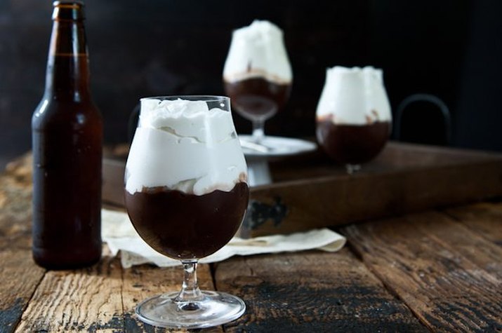 Chocolate Stout Pudding with Beer Whipped Cream