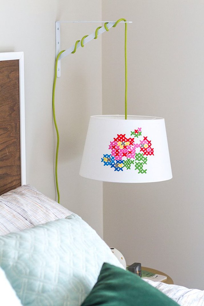 How to Make a Faux Cross-Stitch Lampshade