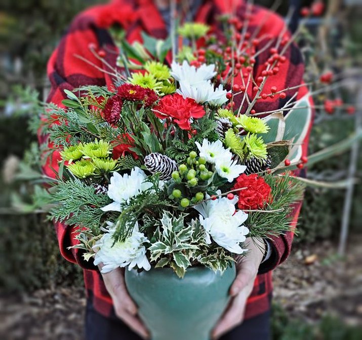 Turn a $10 bunch of flowers into a $70 holiday centerpiece