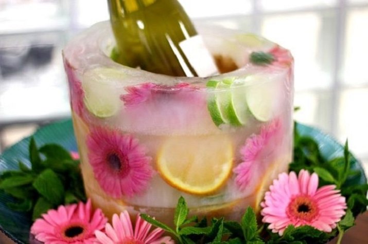 DIY Frozen Fruit & Floral Ice Bucket