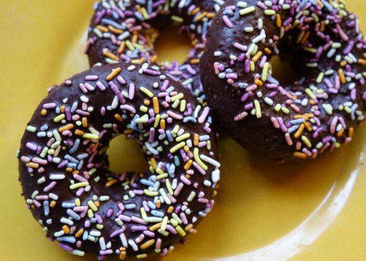 Gluten free, low-carb donuts with sprinkles