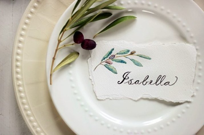 Use watercolors to create simple yet beautiful place cards.