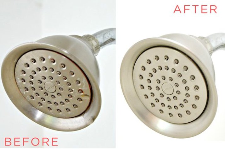clean shower head before and after