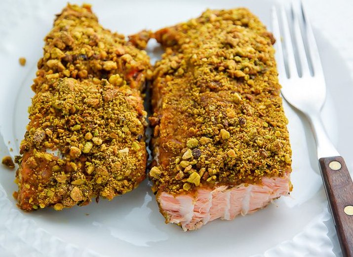 A golden-crusted salmon fillet.