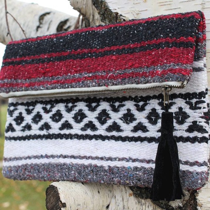 Upcycle a blanket into a clutch.