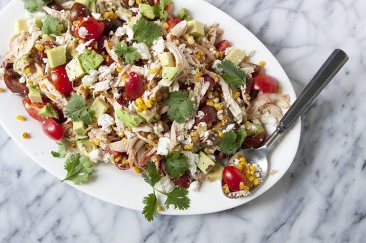 salad with tons of chicken and corn