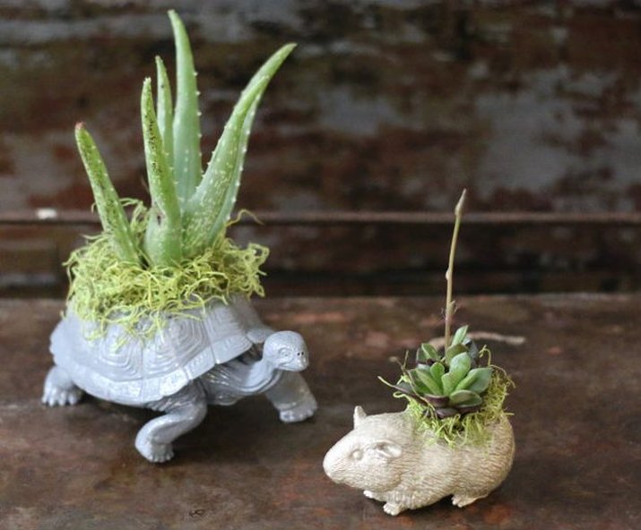DIY plastic animal planters