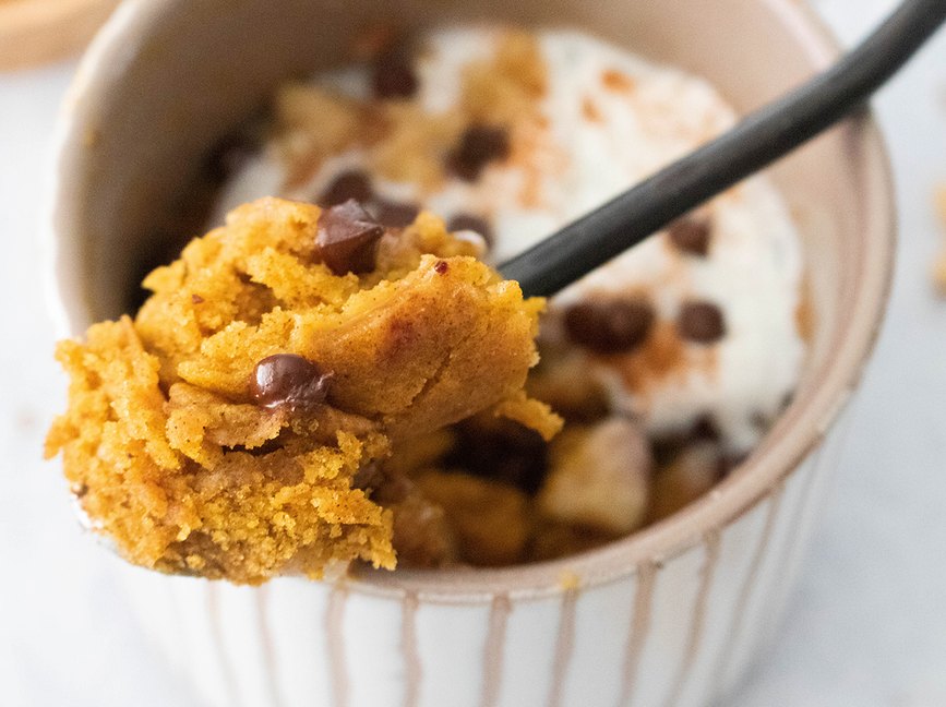 Pumpkin cake in a mug