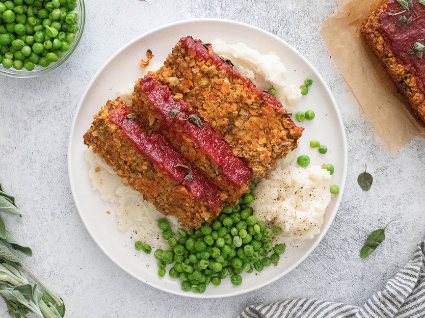 Vegan chickpea and lentil meatloaf