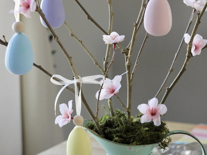 Easter centerpiece with dry branches