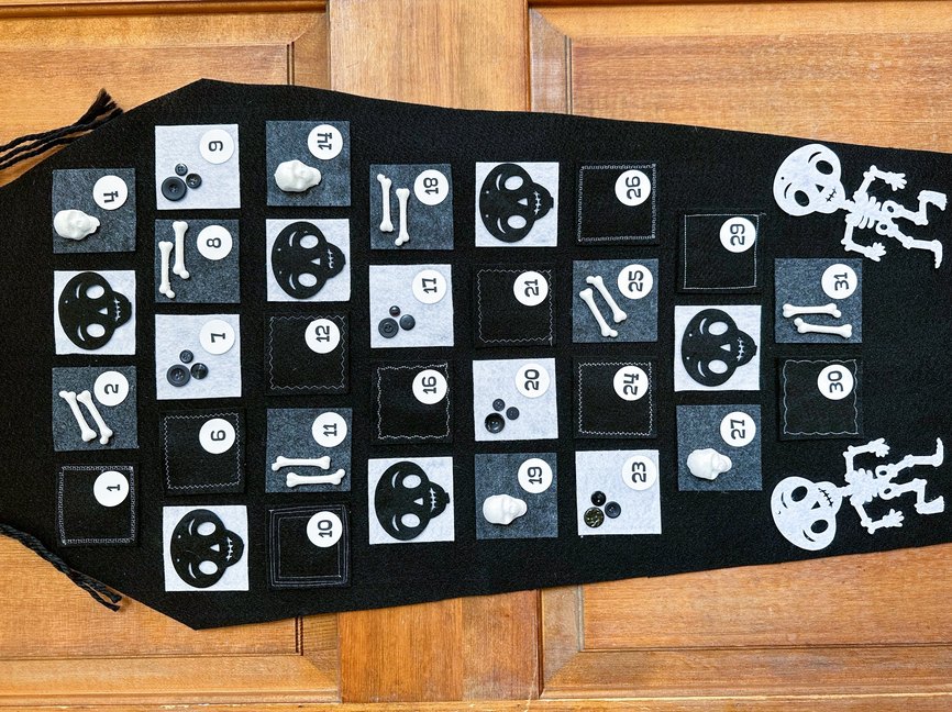 finished skeleton Halloween countdown calendar